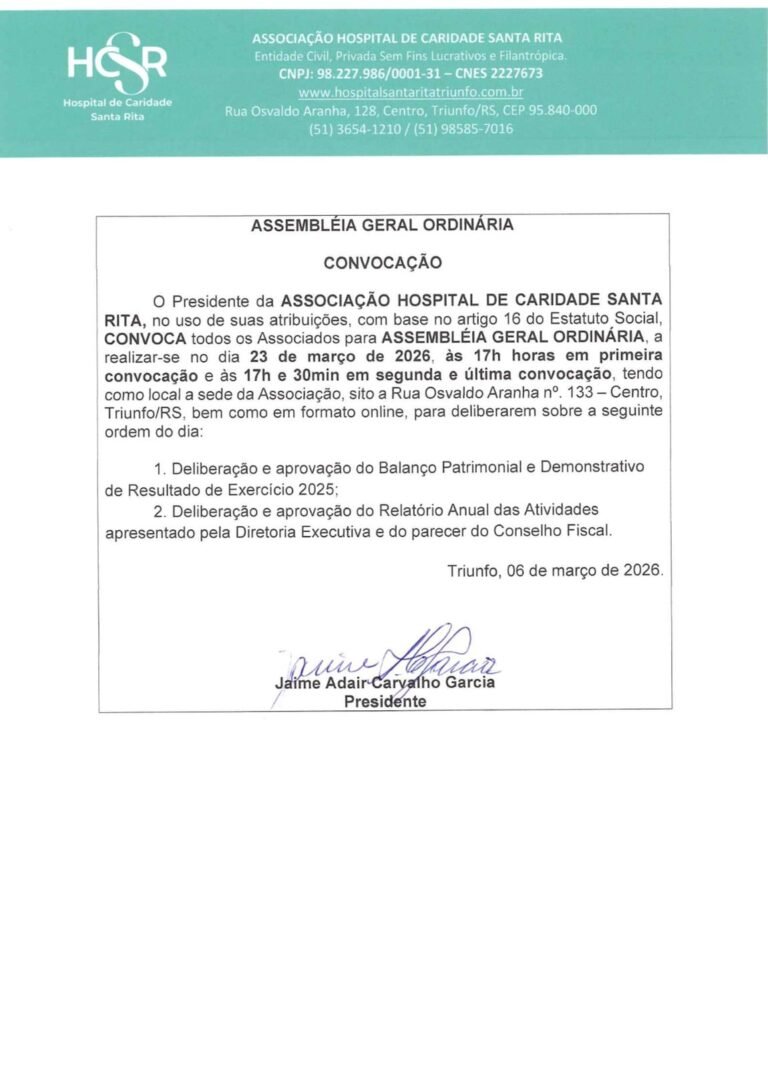 Convocação para Assembleia Geral Ordinária de 23 de março