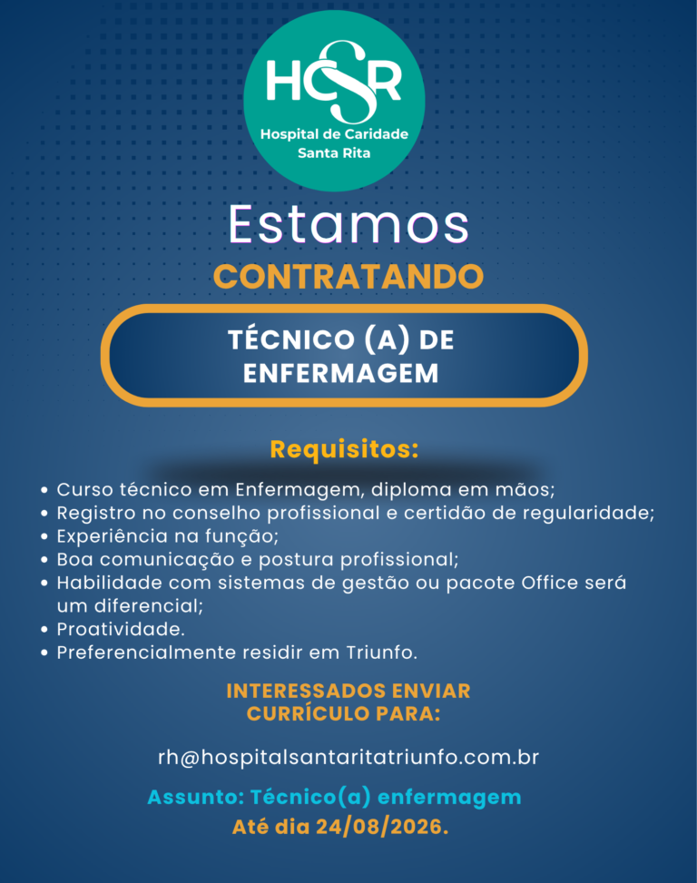 Vaga para técnico(a) de enfermagem